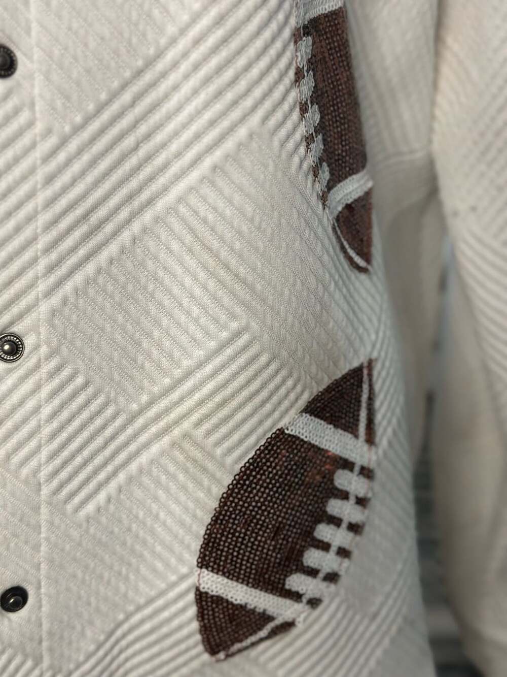 Sequin Football Quilted Shacket White